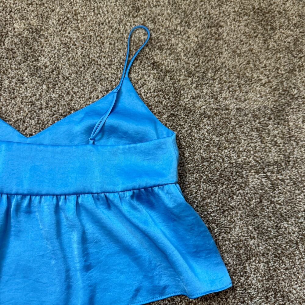 Aritzia Wilfred Lover Satin Camisole V Neck Babydoll Poplin Size XXS Poppy Blue - Picture 4 of 11